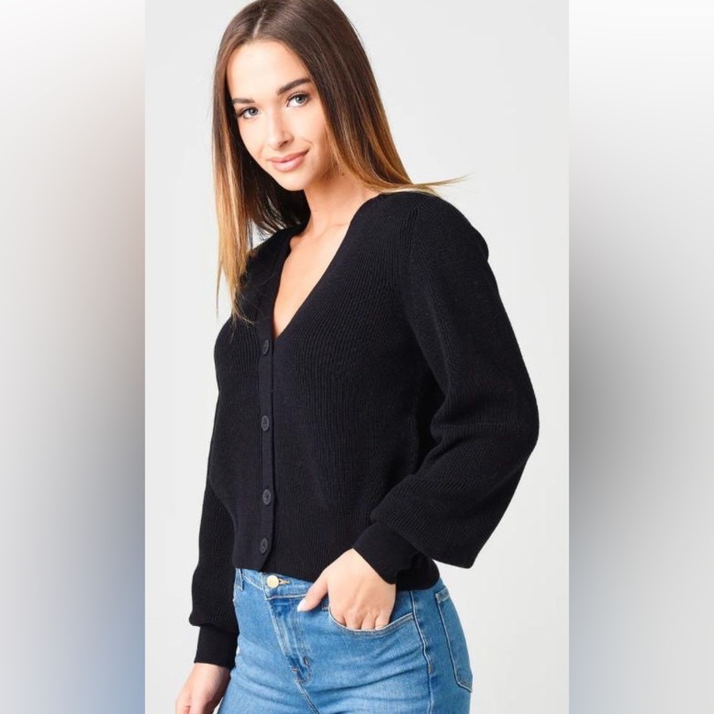 Talbots Black Cardigan Sweater Classic Knit